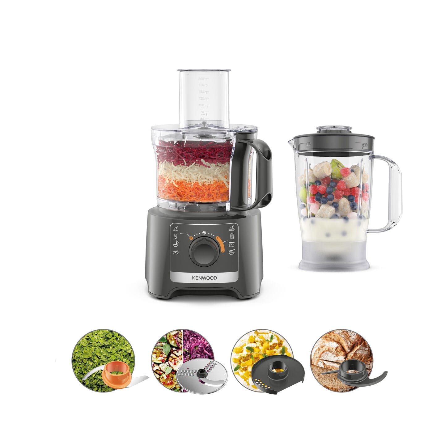 Kenwood Procesador de alimentos y batidora MultiPro Compact FDP31.170GY