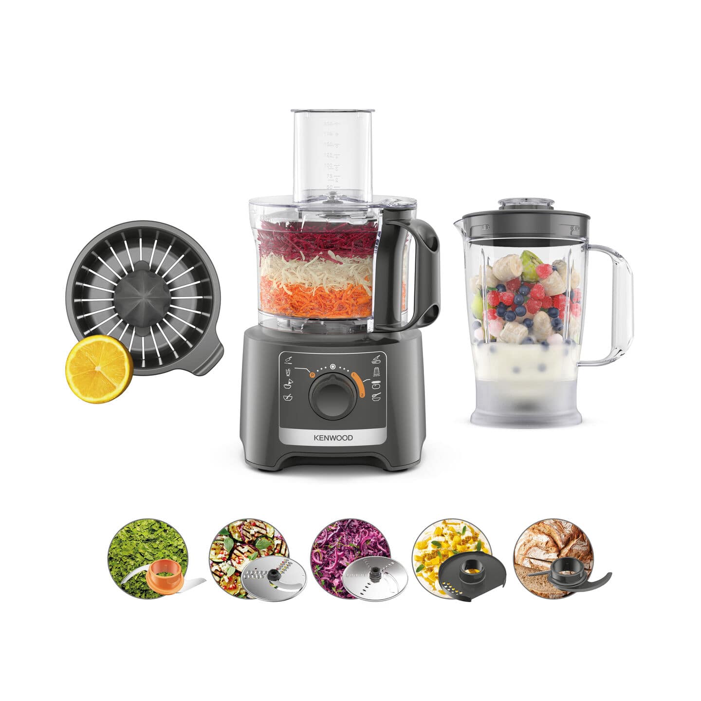 Kenwood Procesador de alimentos y batidora MultiPro Compact FDP31.360GY
