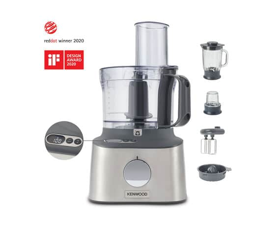 Kenwood FDM313SS Multipro Compact, Robot da Cucina con Frullatore in vetro  da 1,5L, Tritatutto in