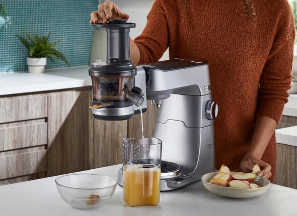 Kenwood KAX720PL, Accessorio Centrifuga Estrattore di Succo Slow Juicer per  impastatrice planetaria, dotato di caraffa 400ml, funzione risciacquo,  Metallo/Plastica, Grigio Argento : : Casa e cucina